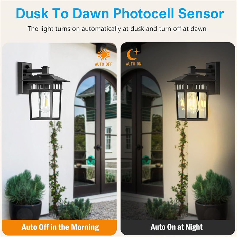 Elegant modern rustic exterior wall lamp, waterproof lantern design for garden ambiance.
