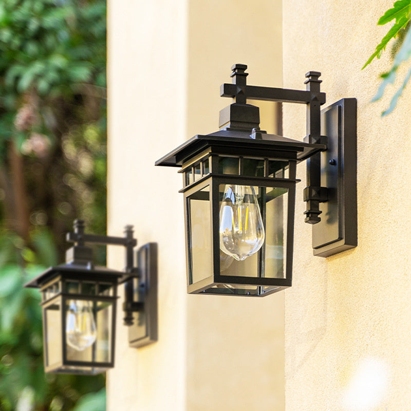 Stylish waterproof aluminum lantern for outdoor wall, enhancing patio & garden decor.