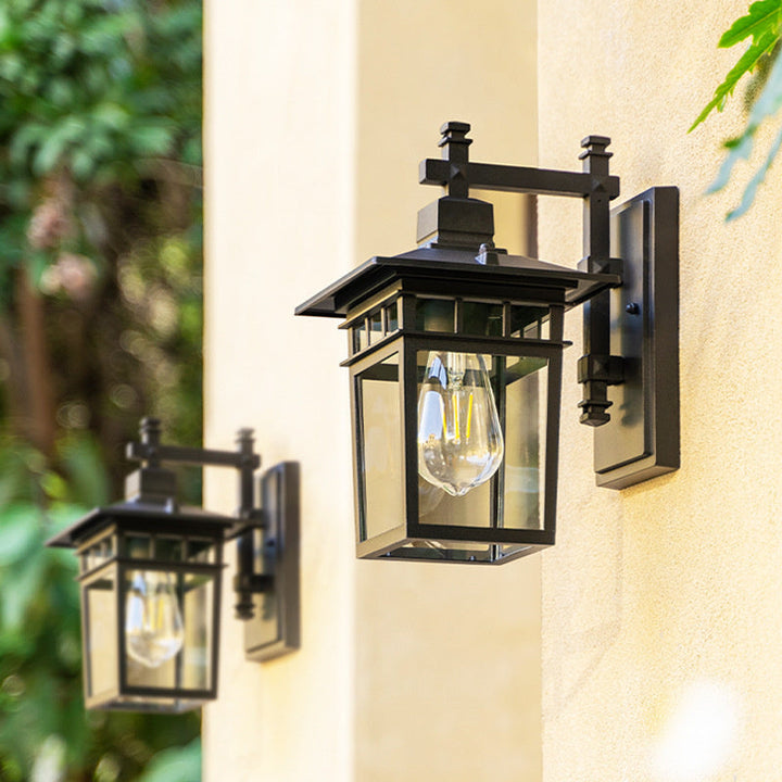 Stylish waterproof aluminum lantern for outdoor wall, enhancing patio & garden decor.