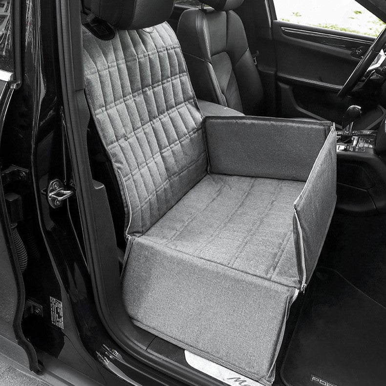 Easy-to-install dog car seat & basket, providing padded comfort & safety for pet travel. Essential dog accessory.