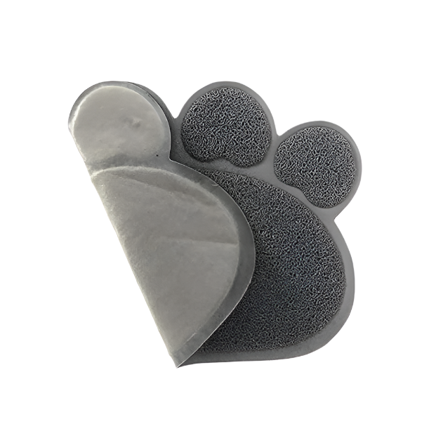 Durable paw print litter mat, designed to catch cat litter and reduce mess around the litter box.