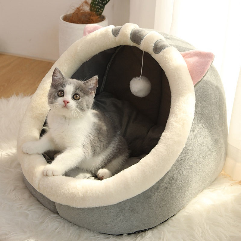 PawCave cozy cat bed and hideaway providing a secure, enclosed space for stress relief.