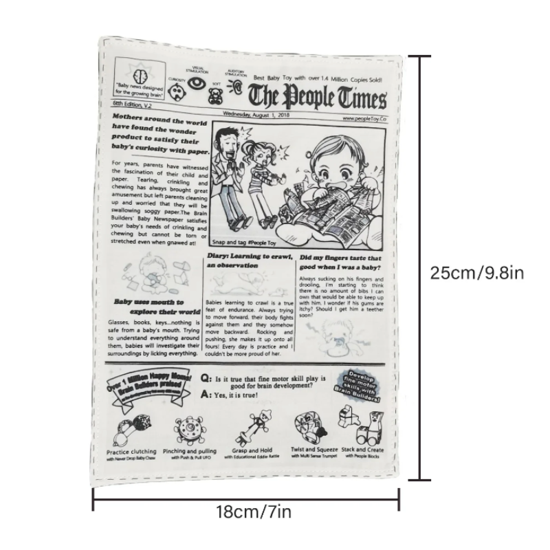 Newspaper-themed PawPaper dog toy offering crinkle sounds and durable chew fun for happy dogs.