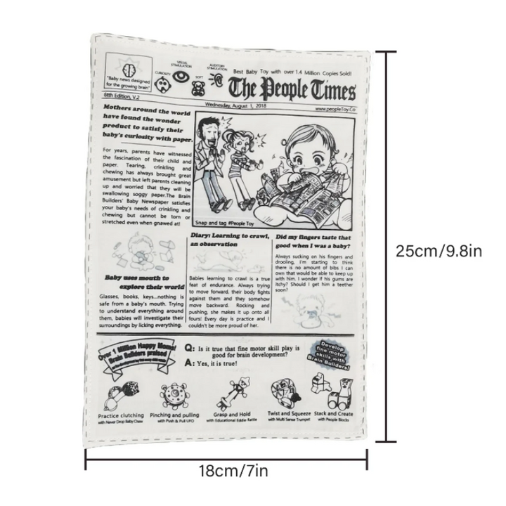 Newspaper-themed PawPaper dog toy offering crinkle sounds and durable chew fun for happy dogs.