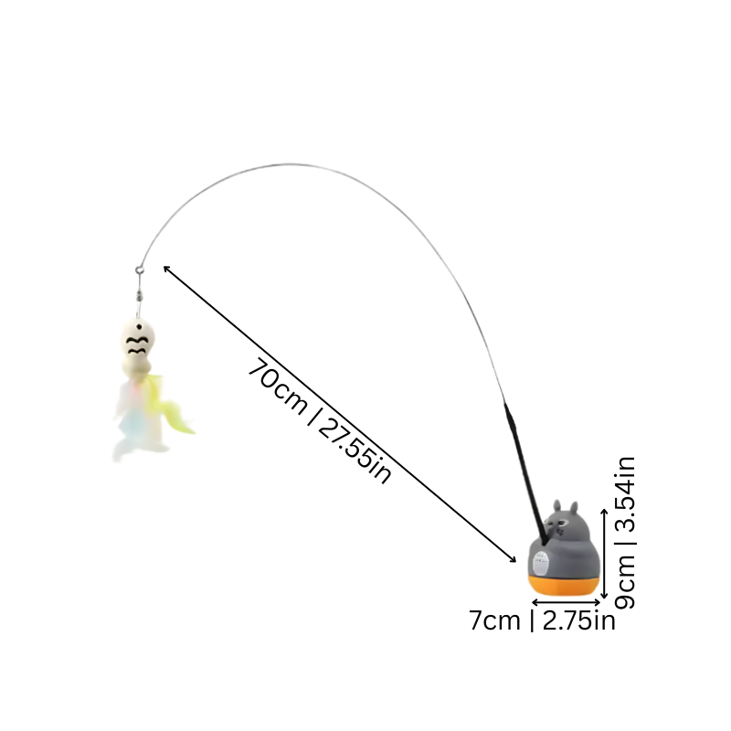 Engaging feather cat toy that spins automatically to entertain kittens and adult cats during playtime.