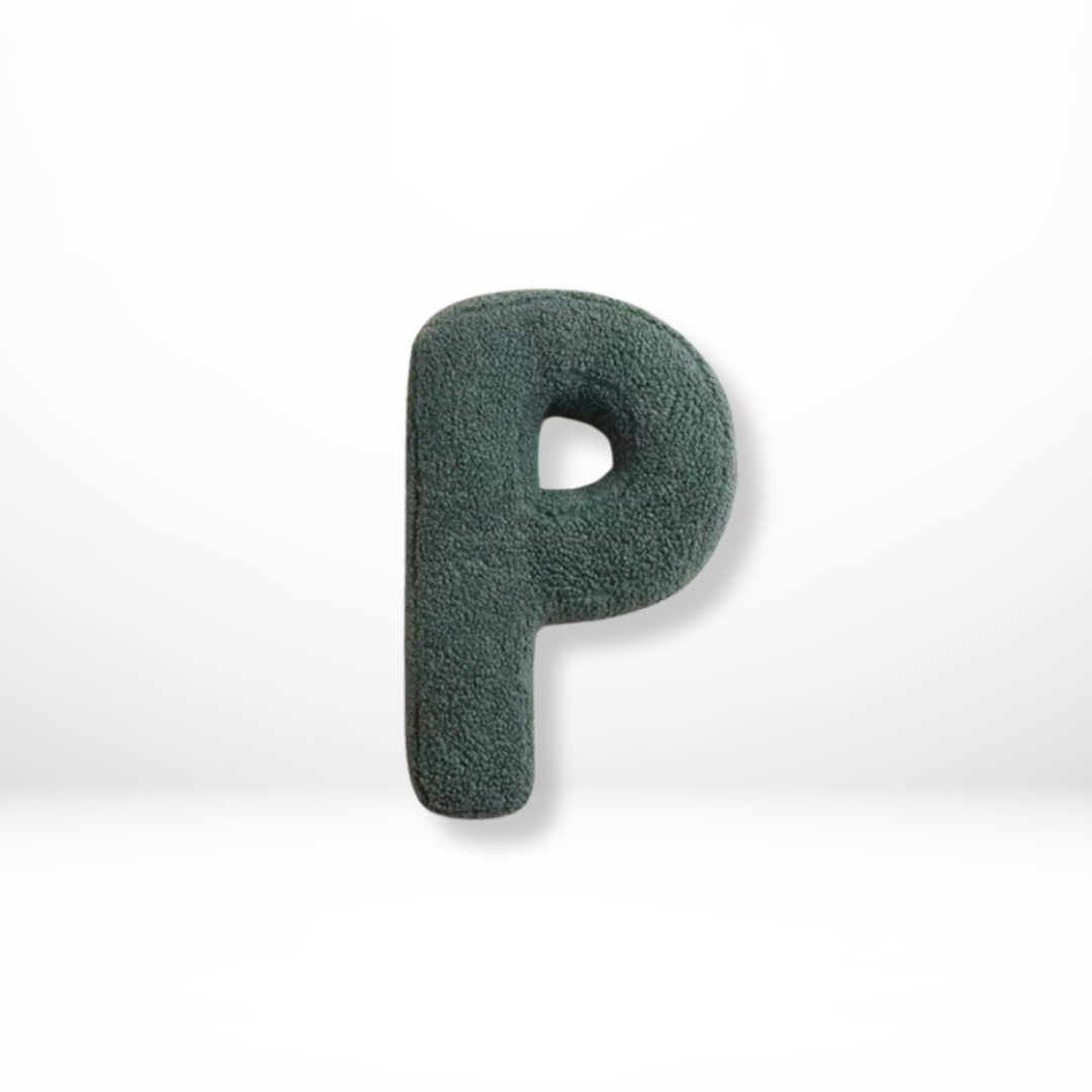 Elegant velvet letter decorative cushion, perfect for personalized home decor accents.