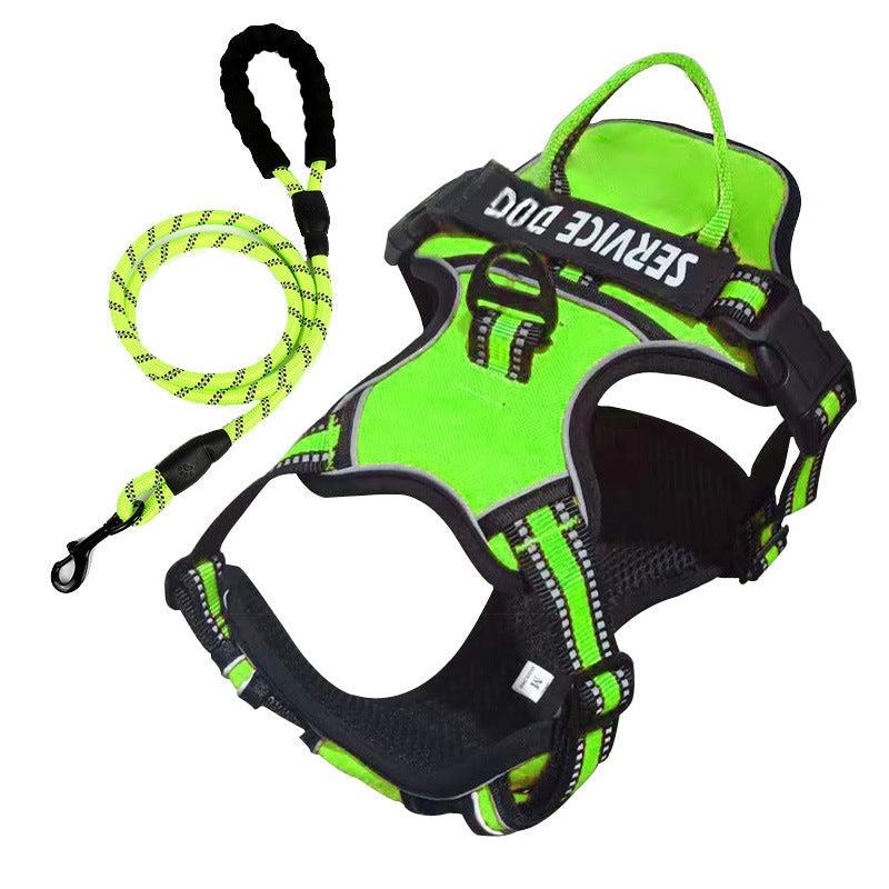 Personalized Y-shape dog walking harness, designed for comfort and safety, with adjustable straps.