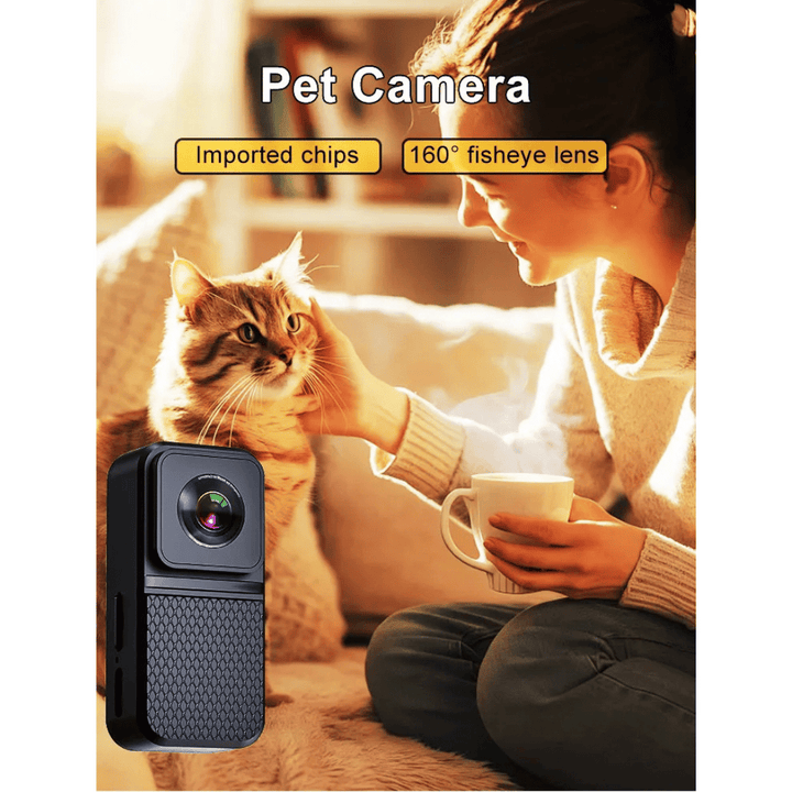 Front view of the discreet pet camera for collars, enabling stealthy 1080p HD pet video recording.