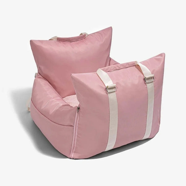 Stylish pet dog car seat bed, complementing car interiors while offering safety & comfort. Waterproof.