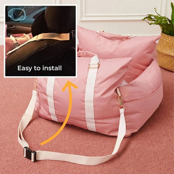 Cozy & secure dog car seat bed reduces pet anxiety during travel. Waterproof for easy care.
