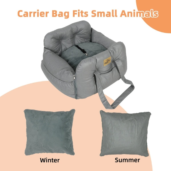 Plush, comfortable dog car seat bed, providing a cozy travel experience for pets. Waterproof & easy to clean.