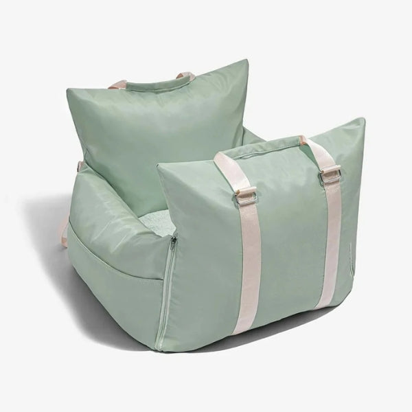 Easy-install dog car seat bed, securing pets for safe travel. Waterproof & comfortable for small dogs.
