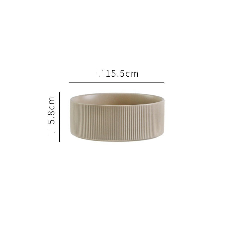 High-quality ceramic pet bowls designed for food and water, nestled in a wooden elevated stand.
