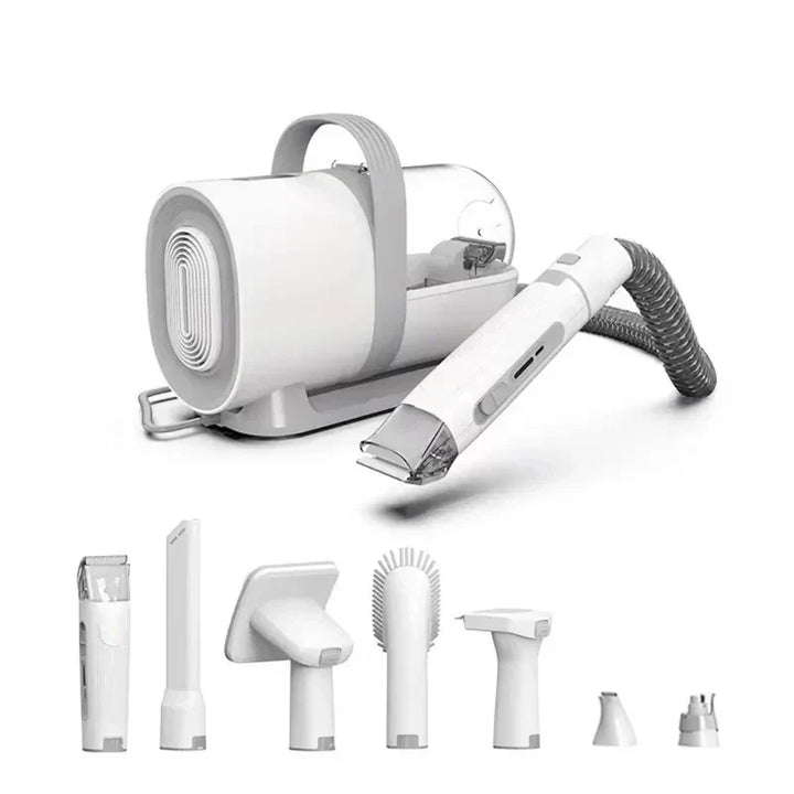 Quiet dog & cat hair clipper with built-in vacuum for effective pet grooming & clean pet care at home.