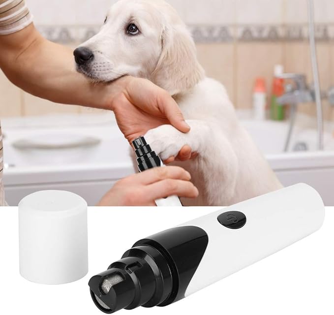 Ergonomic pet nail grinder for dogs & cats, featuring a quiet motor and built-in LED light for clear visibility & safety.