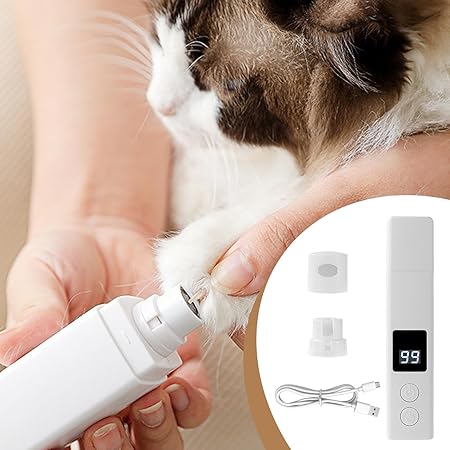 Digital display pet nail grinder, quiet electric tool for dog & cat claw care.