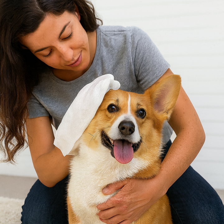 PetPure's innovative grooming glove wipes for effective odor removal in dogs and cats.