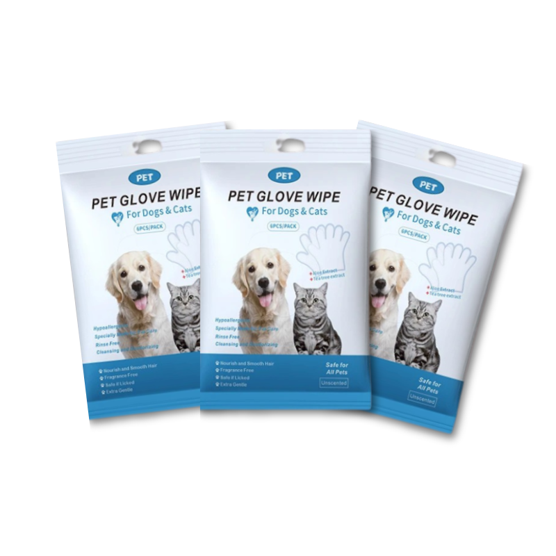Easy pet hygiene solution: PetPure deodorizing glove wipes for dogs and cats.