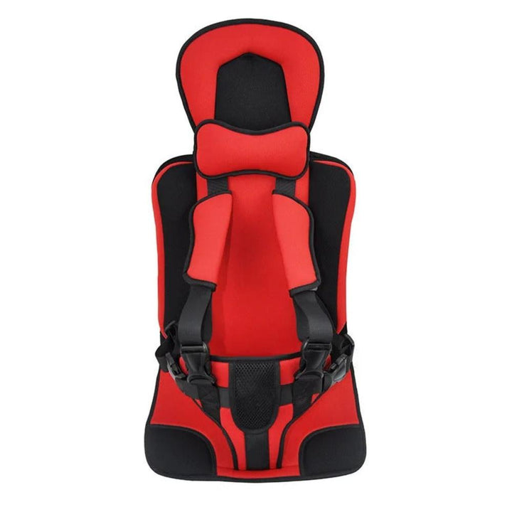 Pink child cushion seat attachment for a travel suitcase, offering comfort for toddlers.