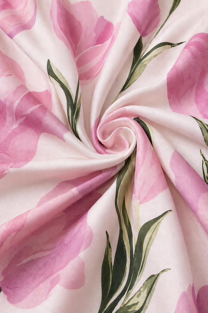 Stylish women's floral maxi dress with elegant cropped jacket, a perfect formal pink dress for wedding guests.