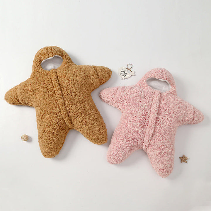 Khaki star baby sleeping bag, warm polyester fleece infant sleep sack for newborns
