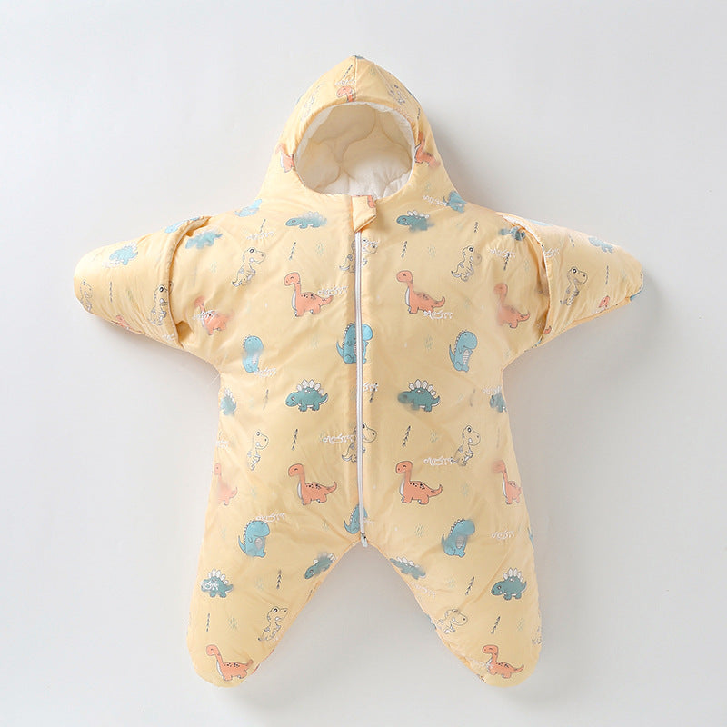 Detail of the zipper on a cozy pink star baby sleep sack for infants