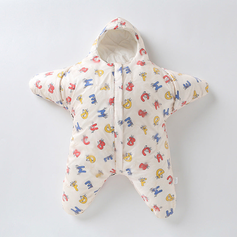 Gift idea: cute star baby sleeping bag, warm and soft for infants