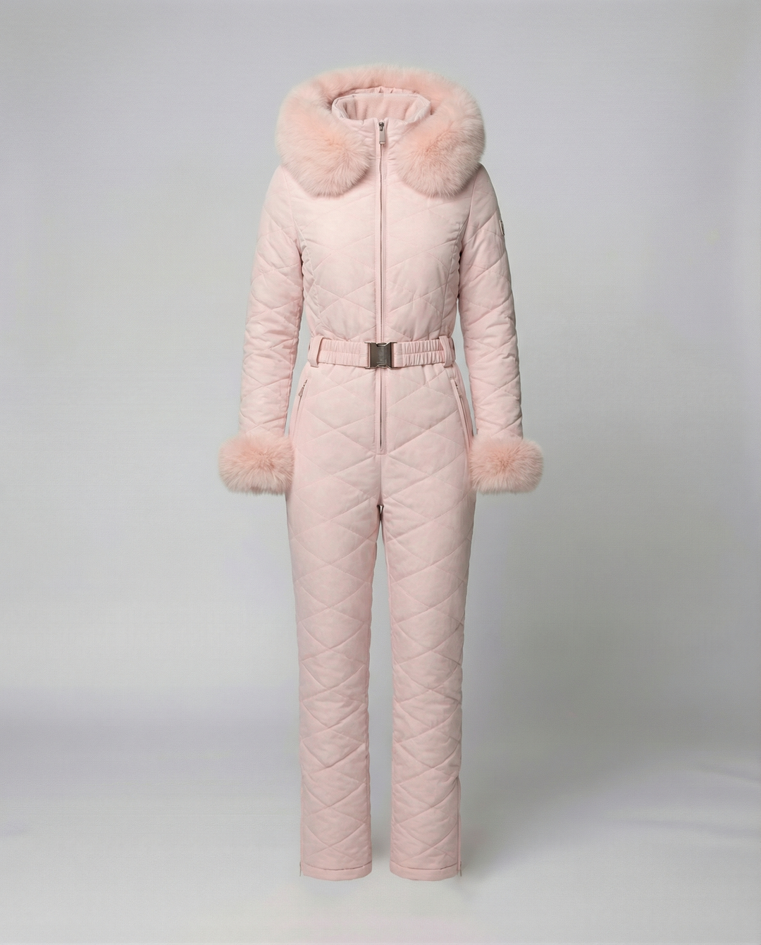 White women's snowsuit designed for snowboarding, winter wear