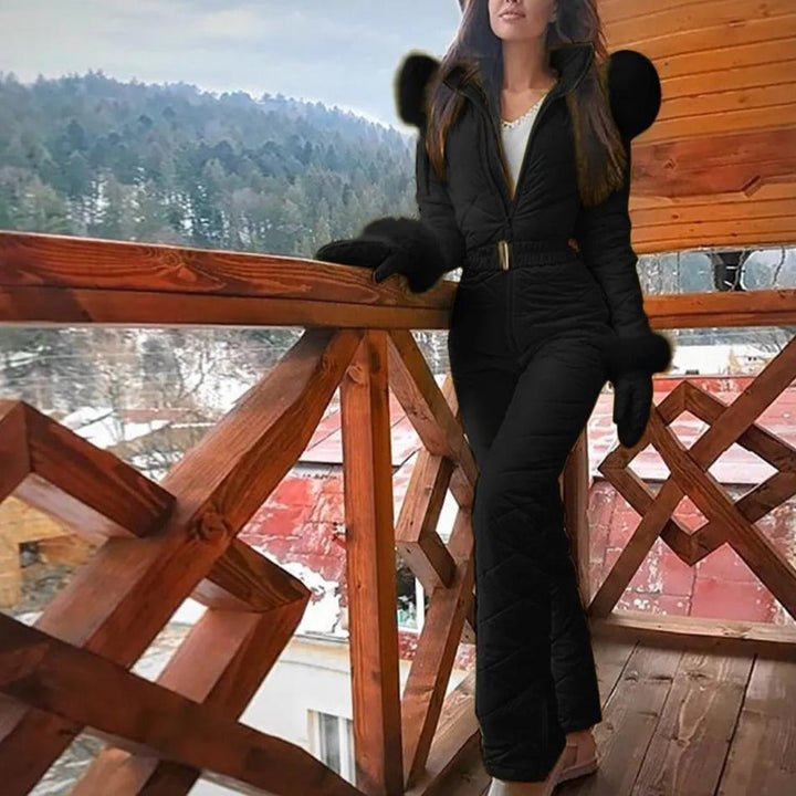 Stylish women's outdoor clothing: pink weather-resistant snowboard suit