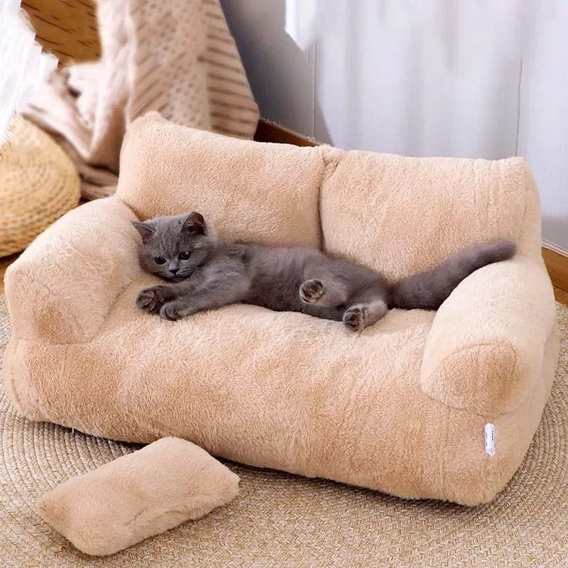 Plush, luxury cat sofa bed for ultimate feline comfort. Modern pet lounger with washable cover for cats.