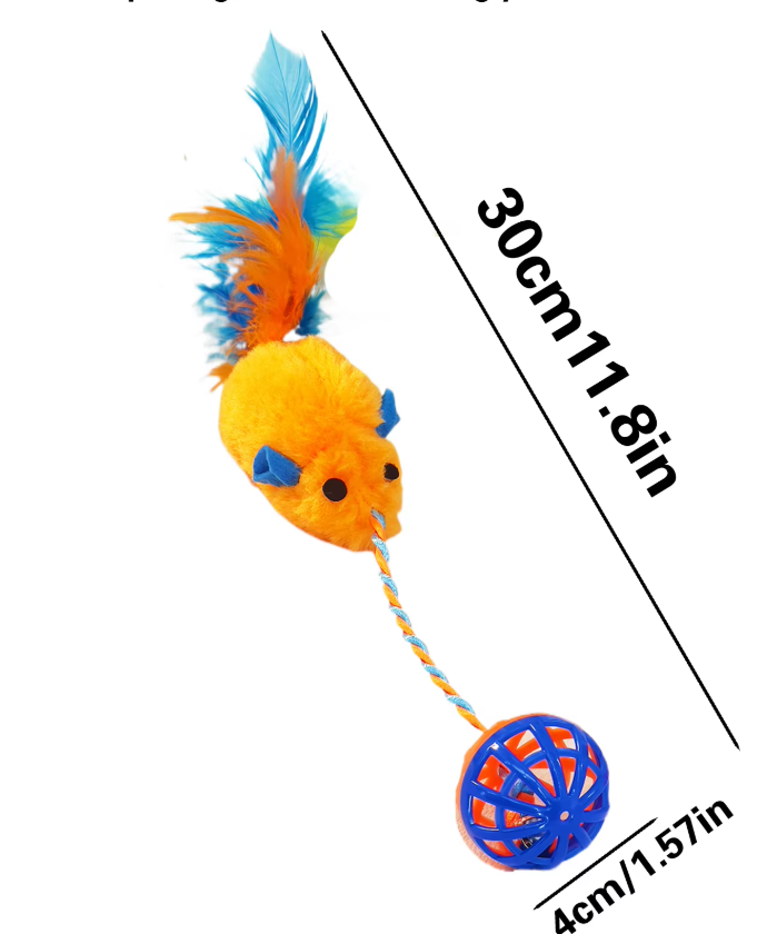 Feline Fun Toy Set: Plush Mice & Feather Balls. Interactive cat toys for engaging playtime and healthy pet exercise.