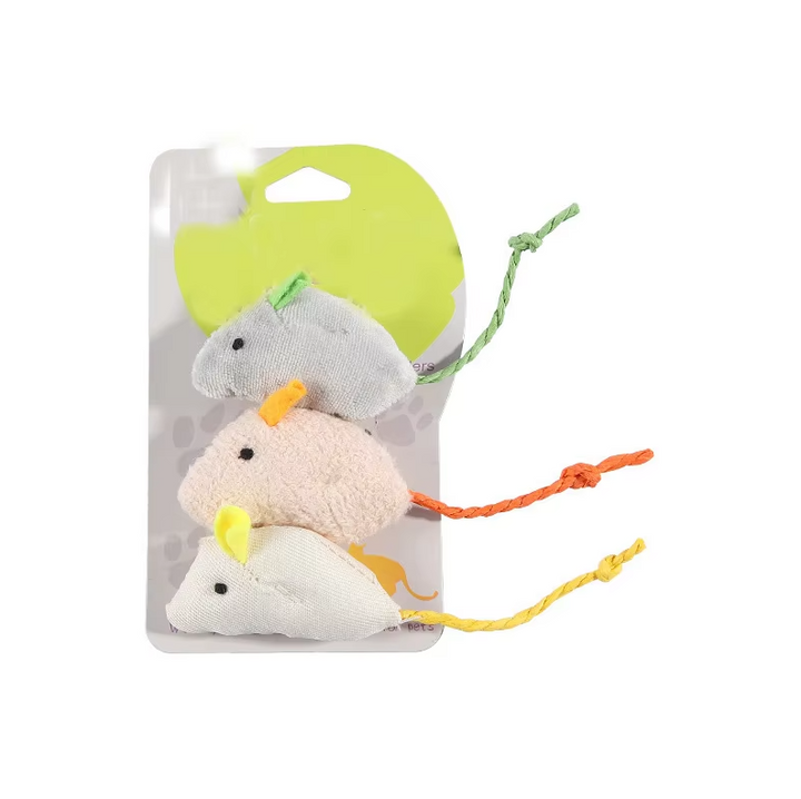 Plush mouse cat toys in a multi-pack, perfect for engaging your cat's natural hunting instinct during playtime.