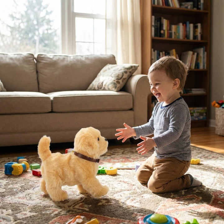 Fun interactive robot puppy with lifelike movements, a perfect electronic pet for children. Promotes imaginative play.