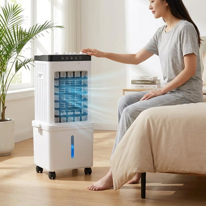Sleek portable 3-in-1 climate control unit; provides cooling, dehumidifying, and fan functions for any room.