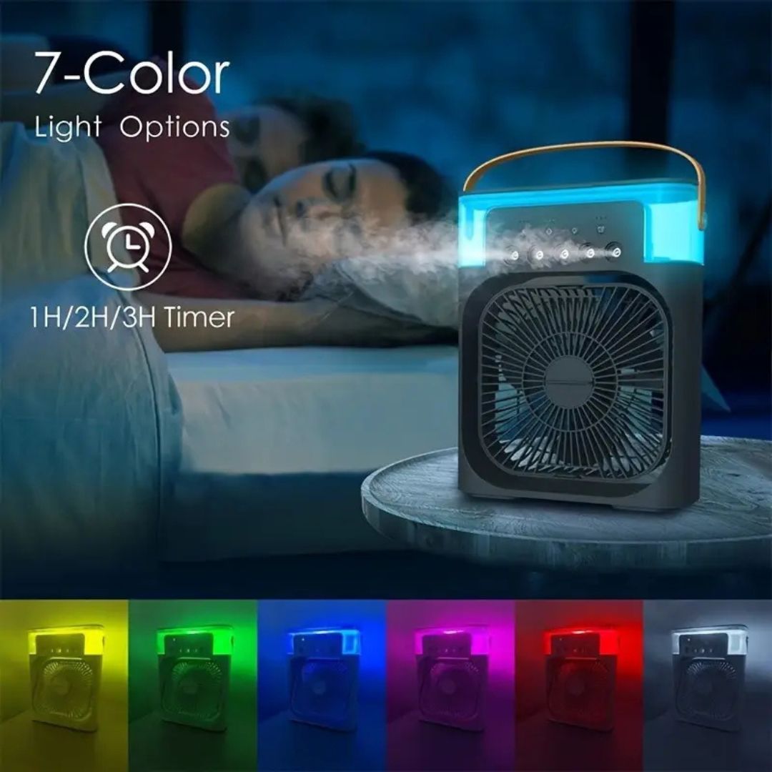 Portable 3-in-1 air cooler & humidifier, perfect for a desk or small space.