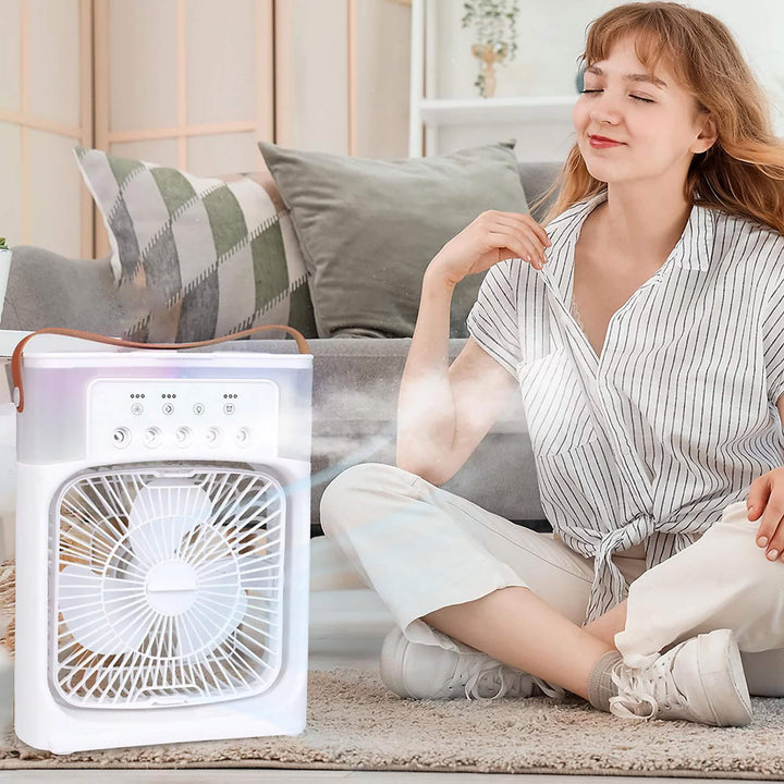 White portable 3-in-1 air cooler and humidifier, improving your personal microclimate.