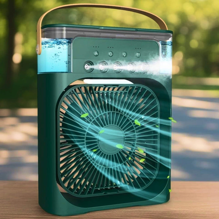 Compact personal AC unit, a desk fan, air cooler, and humidifier for all seasons.