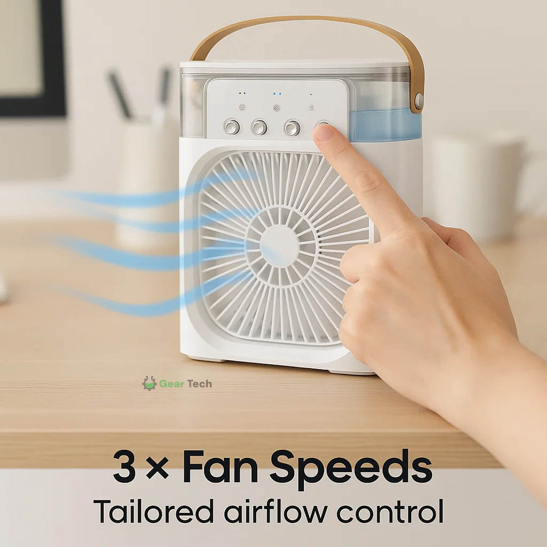 Quiet personal air cooler for bedroom, with added humidification for better sleep.