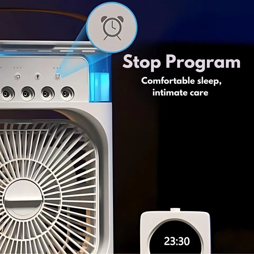 Modern design portable air cooler and humidifier, bringing comfort to any room.