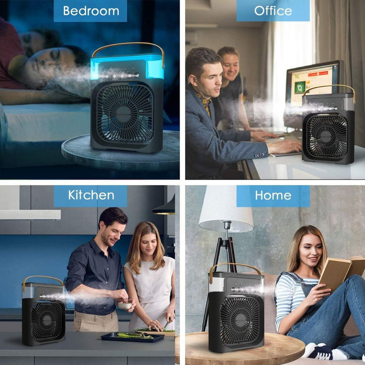 Multifunctional portable air cooler, humidifier & fan for ultimate personal comfort.