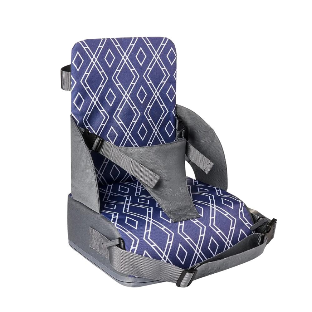 Durable baby feeding booster seat that transforms any chair into a safe highchair.