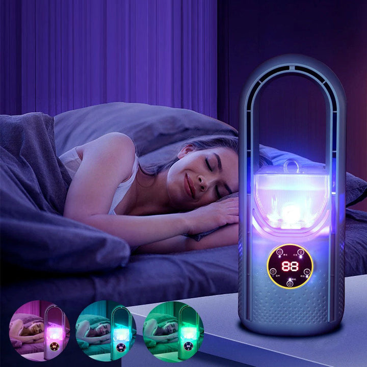 Compact portable air cooler, easy to move from home to office. Ideal silent summer fan.
