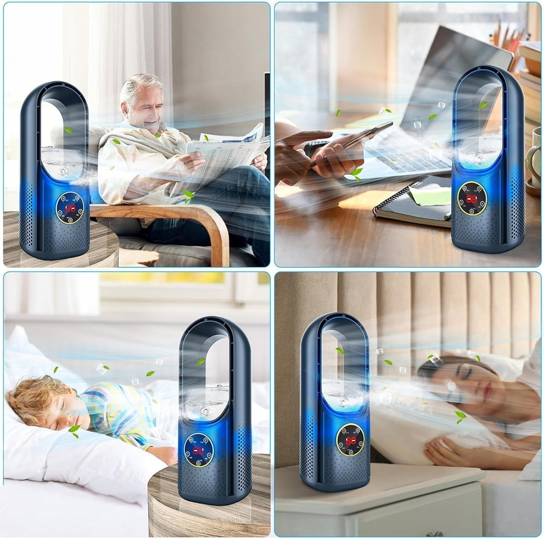 Portable USB powered bladeless air cooler for efficient, silent cooling in any home or office.