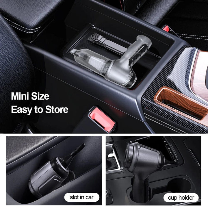 Battery-powered cordless car cleaner with strong suction for deep auto detailing.
