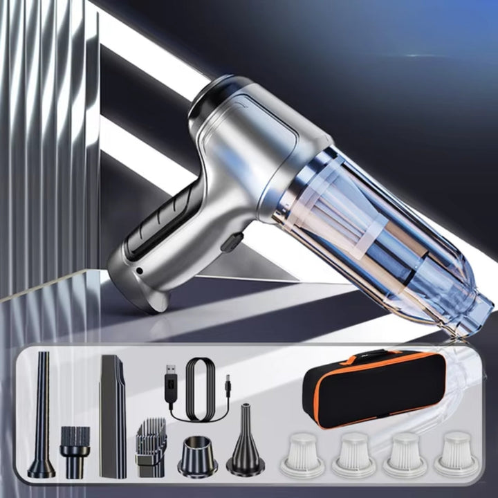 Wireless cordless car vacuum with powerful suction for detailing and deep cleaning.