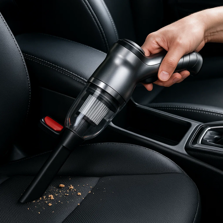Lightweight portable cleaner, ideal for vehicle interiors & quick car vacuuming.