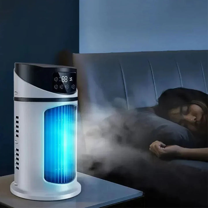 Portable Evaporative Air Cooler Fan for personal comfort, ideal for desktop or bedroom cooling. Compact summer relief.