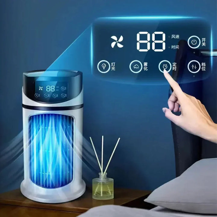 Efficient portable evaporative air cooler fan for personal comfort. Enjoy refreshing summer relief anywhere at home.