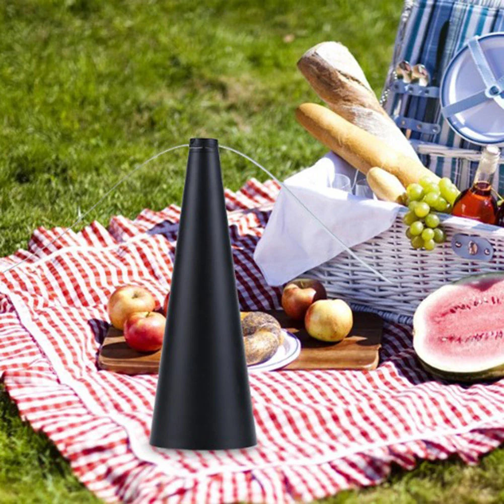 USB-powered fly repellent fan for continuous protection at outdoor events & BBQs.