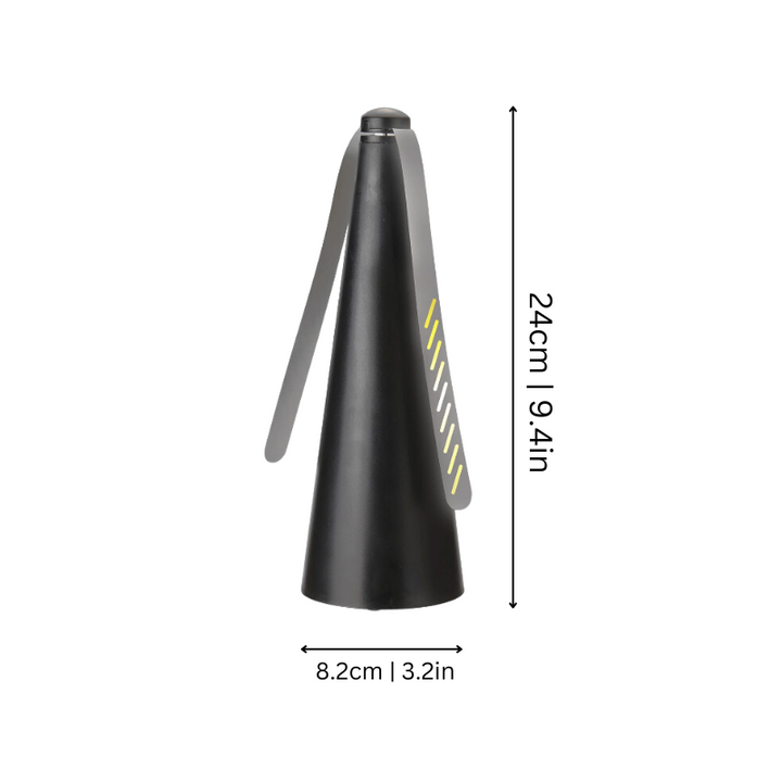 Sleek portable fly repellent fan keeping insects away from food. Ideal for outdoor dining, picnics & BBQs.